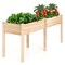 Natural Fir Wood Raised Planter Box with 2 Sections and Reinforced Corners Ideal for Outdoor Gardening